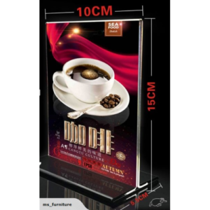 Menu Holder Acrylic Display A6 Free standing