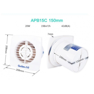 Bathroom Kitchen Extract Exhaust Fan 150 mm 6 in