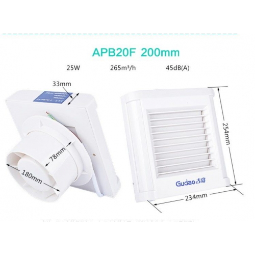 Ventilating fan Bathroom Kitchen Extract Exhaust Fan 200 mm 8 in