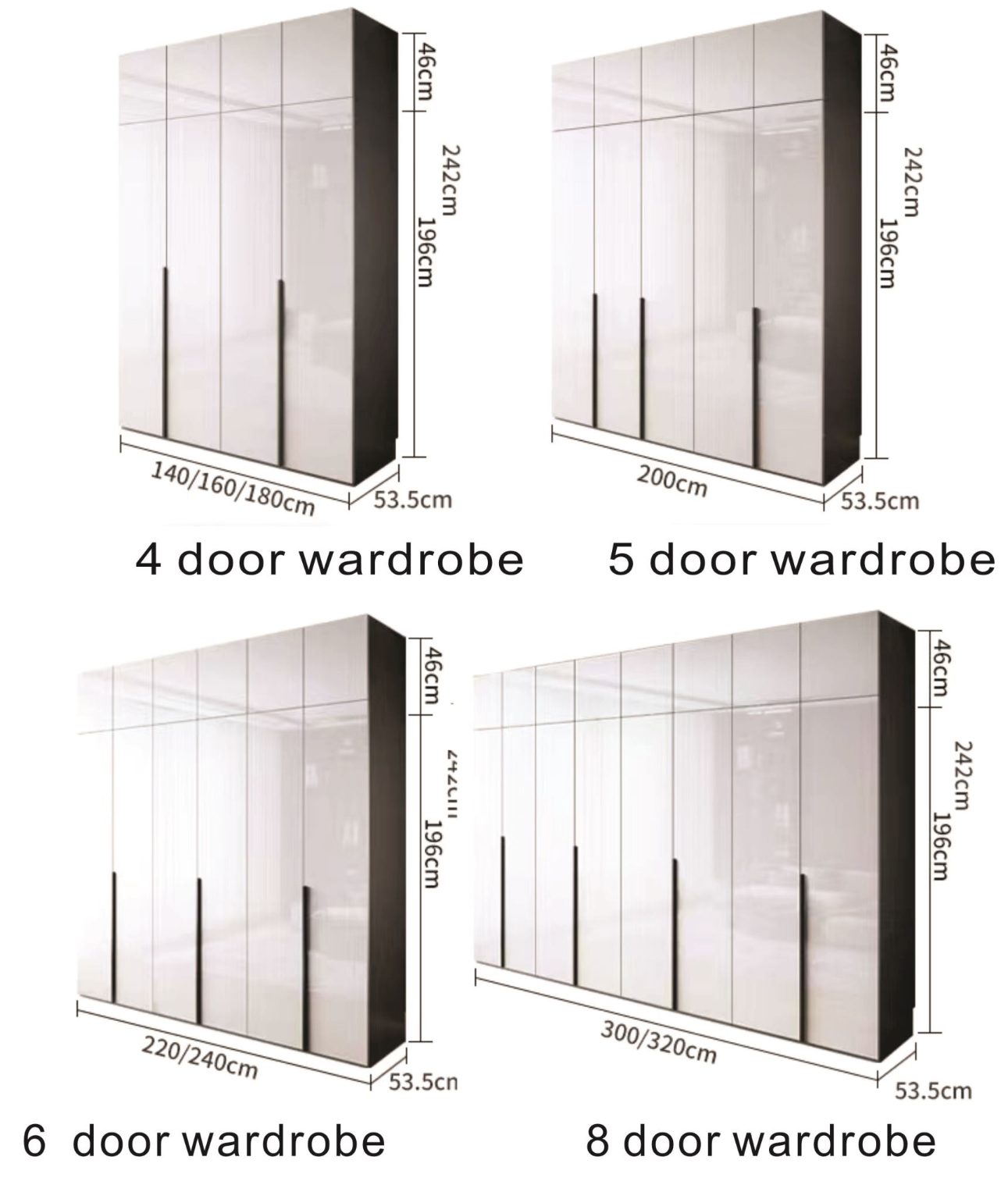 All sizes available in stock Quality Ikea style Wardrobe with TopCabinet White - Image 15