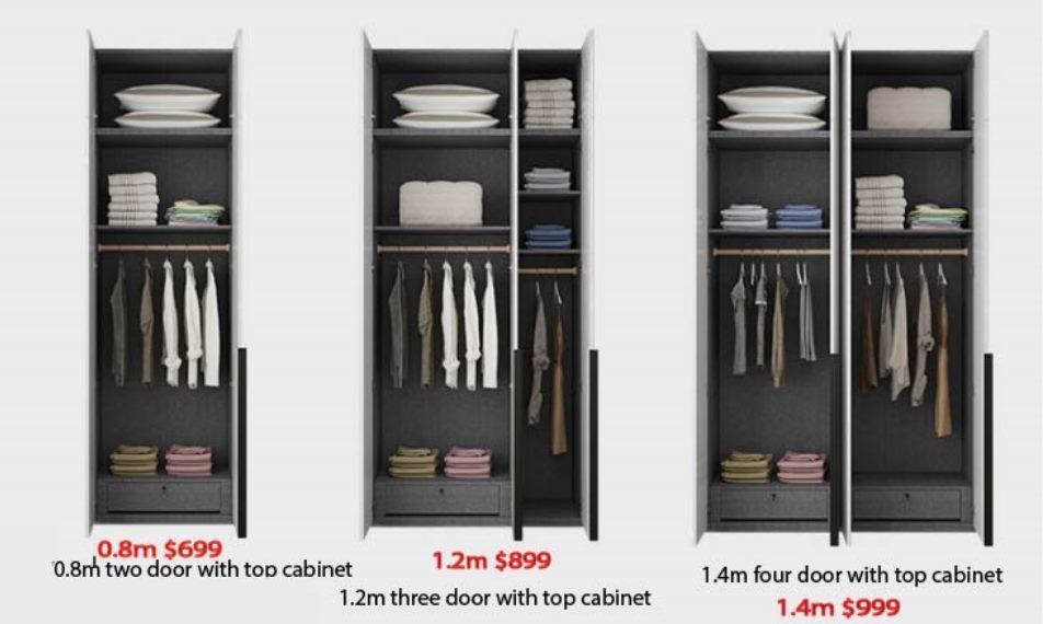 All sizes available in stock Quality Ikea style Wardrobe with TopCabinet White - Image 10