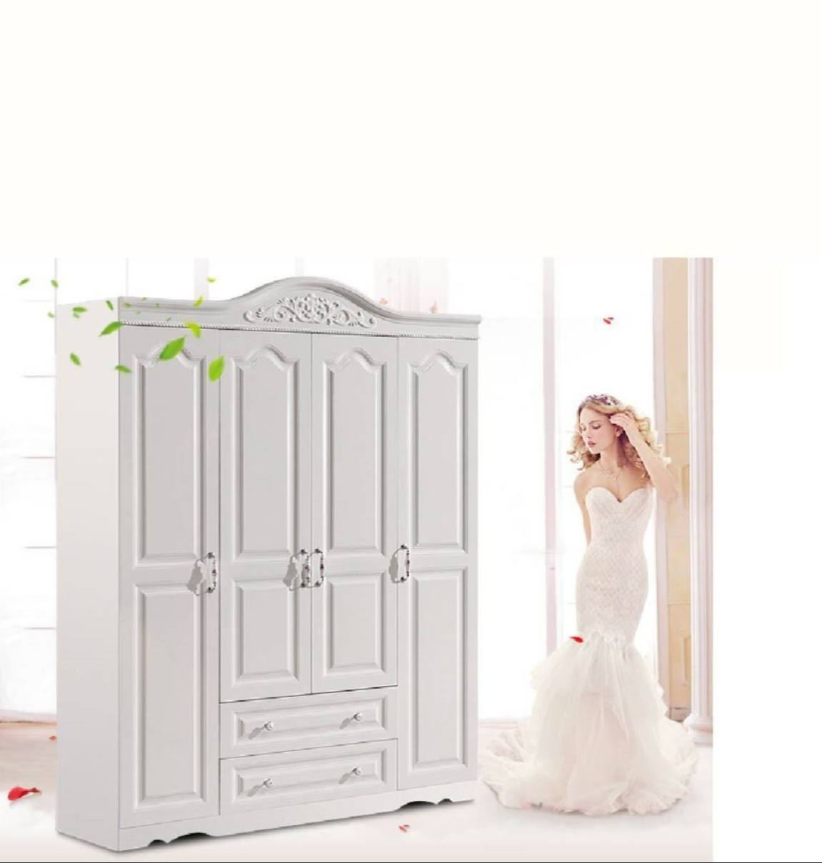 Quality French style 4-door Wardrobe white New ONLY $829 in stock
