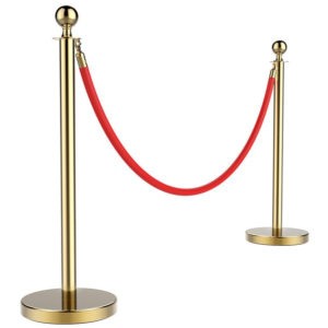 Crowd Control Queue Belt Barrier Fence/ Adjustable/ gold brass/ Isolation 1 pair