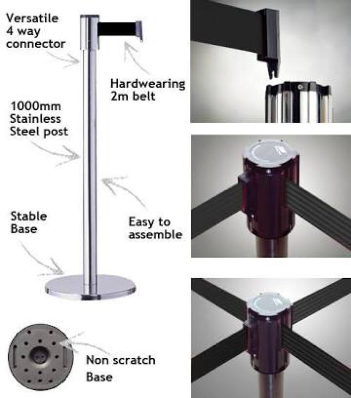 1 SET/1 pair Crowd Control Queue 2 Barriers Fence / Adjustable/ Stainless steel - Image 4
