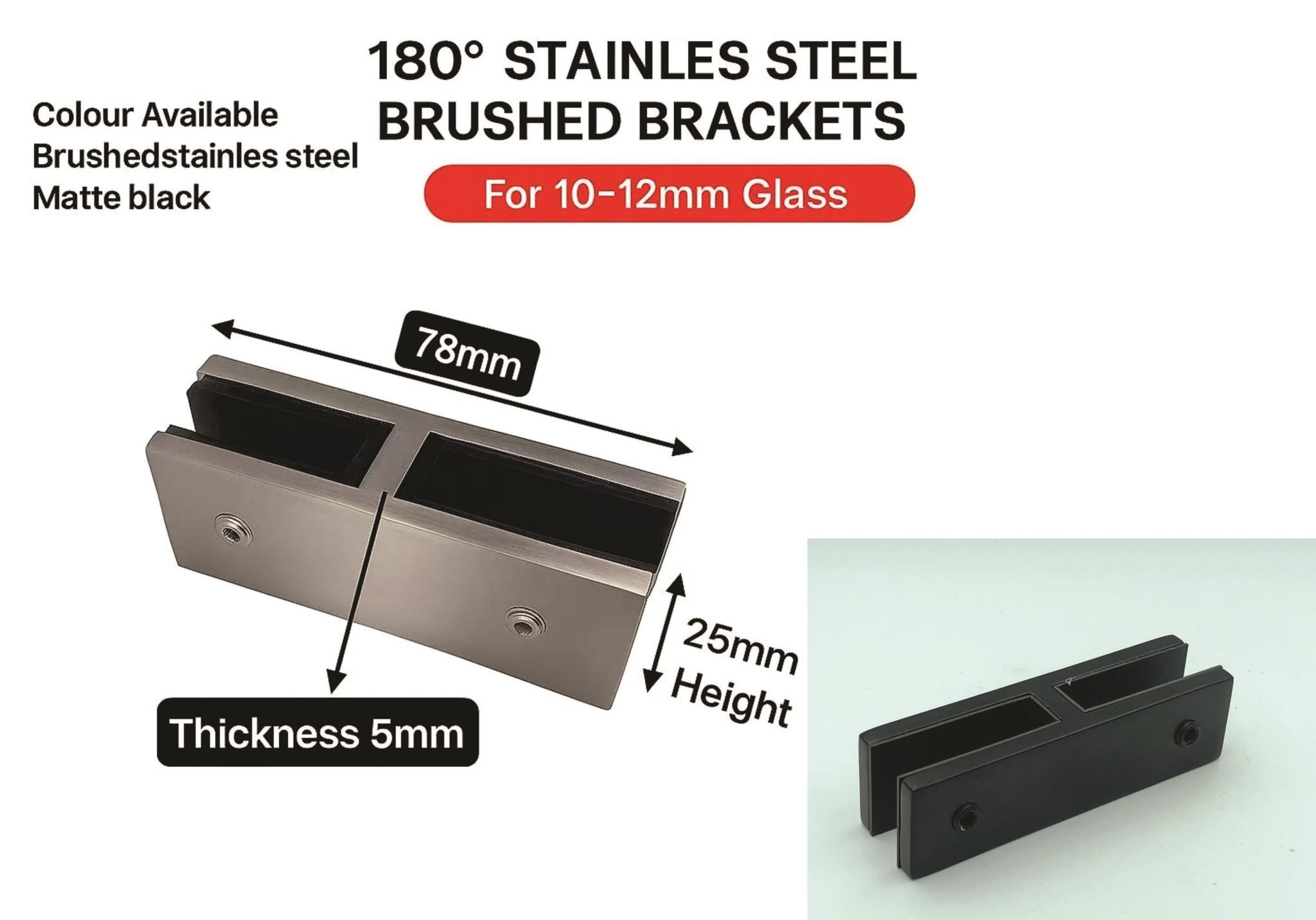 Glass joiner Glass Clamp straight 180degree Ss304-GlassFence Fitting