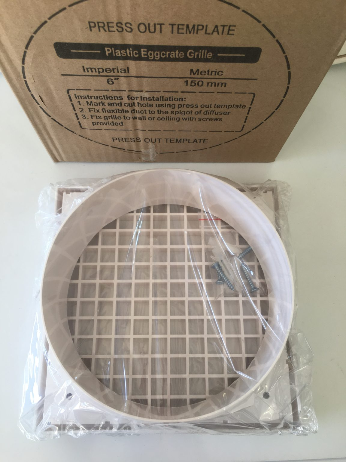 Rotating lid adjustable volume Plastic Ducting Bathroom Grille Exhaust 150mm 6in - Image 2